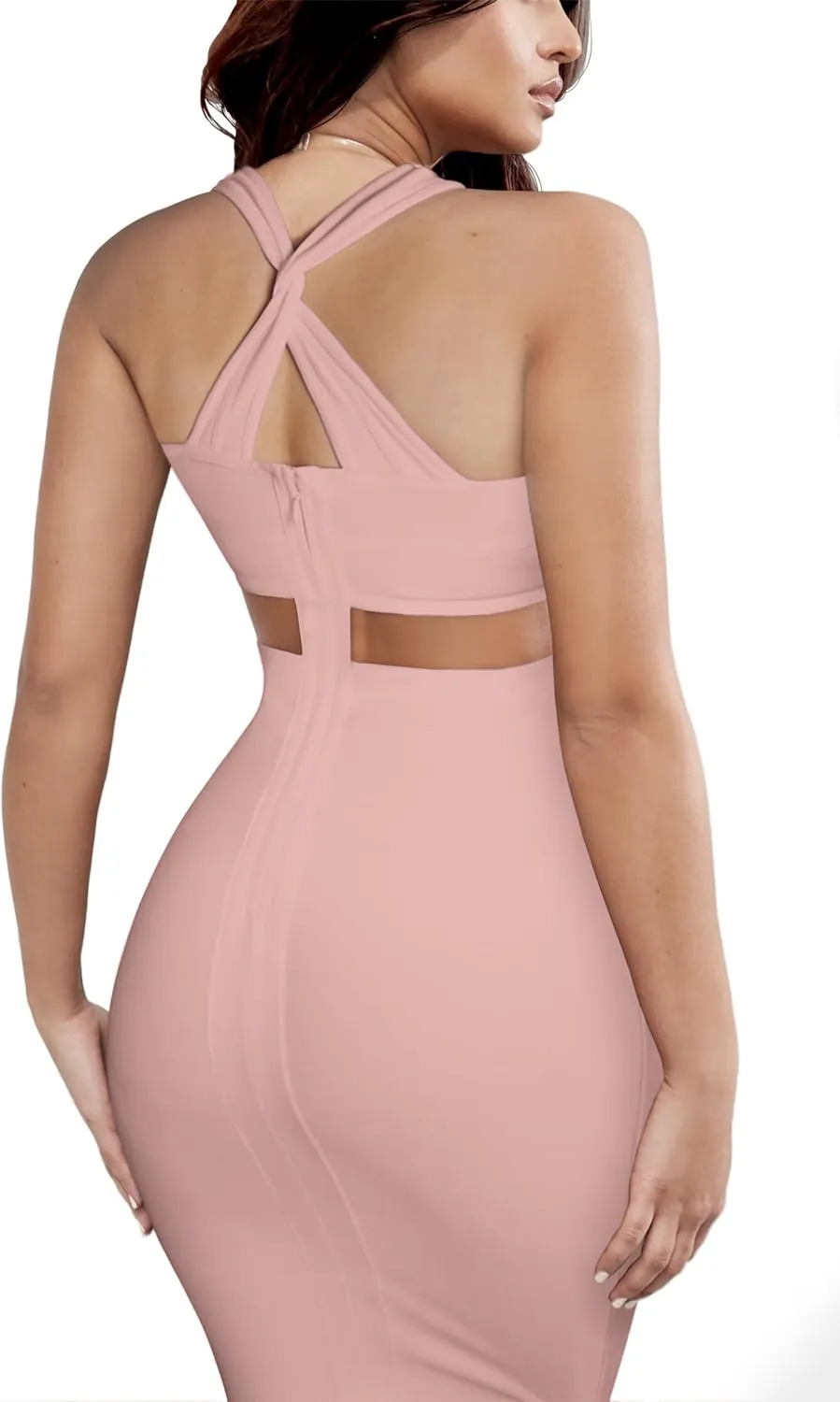 Hybrid & Company Womens Cross Bandage Fashion Hollow Out Sexy Sleeveless Dress