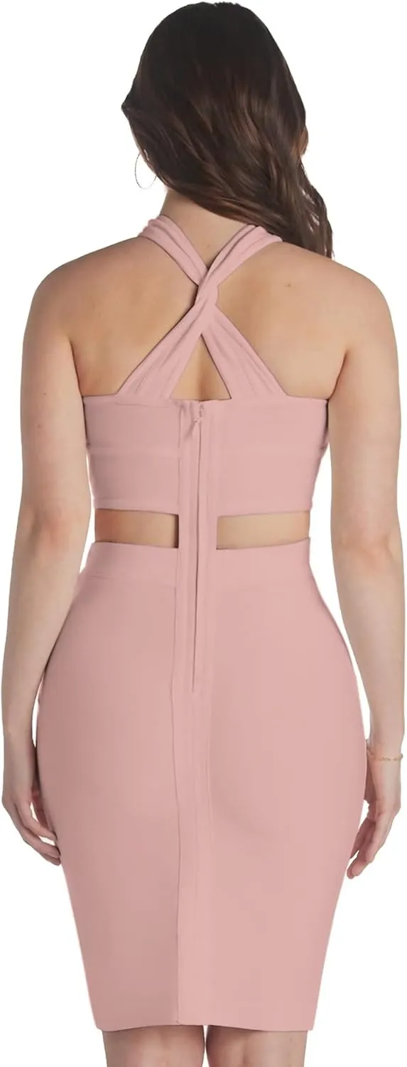 Hybrid & Company Womens Cross Bandage Fashion Hollow Out Sexy Sleeveless Dress