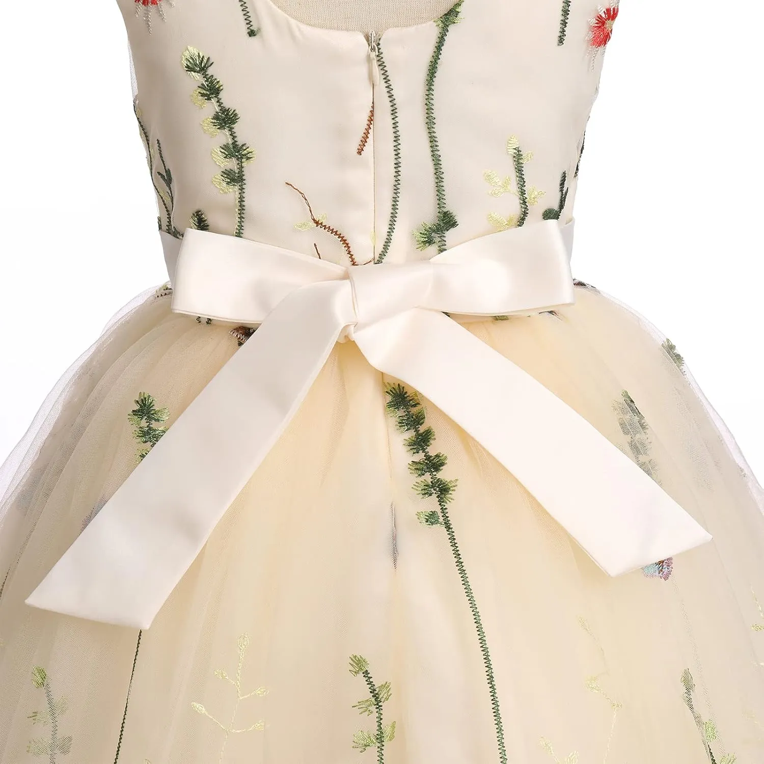 IBTOM CASTLE Flower Girls Tutu Dress Kids Embroidered Wedding Bridesmaid Dress Girl Pirncess Birthday Party Dress Ball Gown