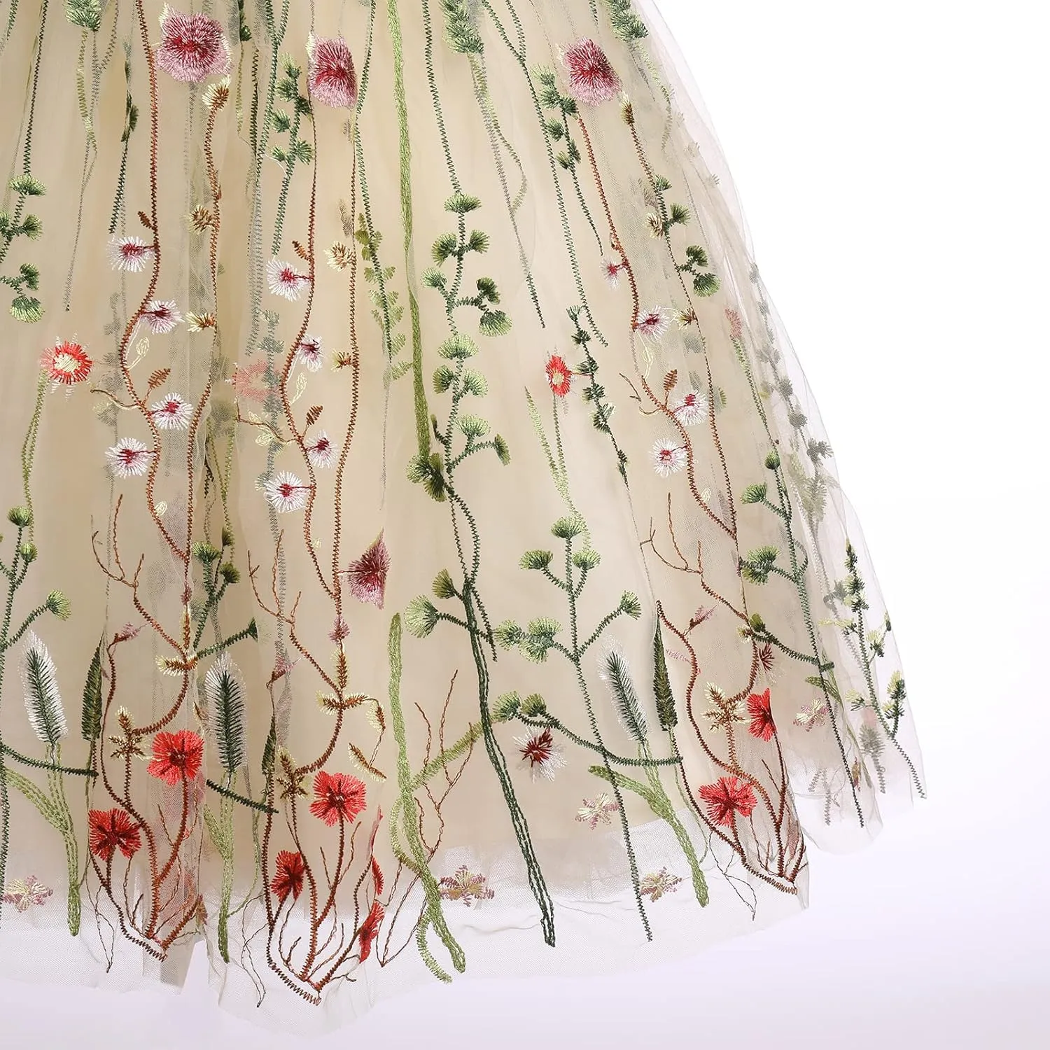 IBTOM CASTLE Flower Girls Tutu Dress Kids Embroidered Wedding Bridesmaid Dress Girl Pirncess Birthday Party Dress Ball Gown