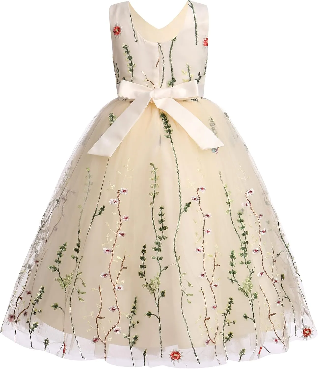 IBTOM CASTLE Flower Girls Tutu Dress Kids Embroidered Wedding Bridesmaid Dress Girl Pirncess Birthday Party Dress Ball Gown
