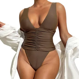 iLH Swimsuits for Women,Women's One Piece Swimsuits Ruching Tummy Control Modest Swimwear Cut Thin Straps Bathing Suit