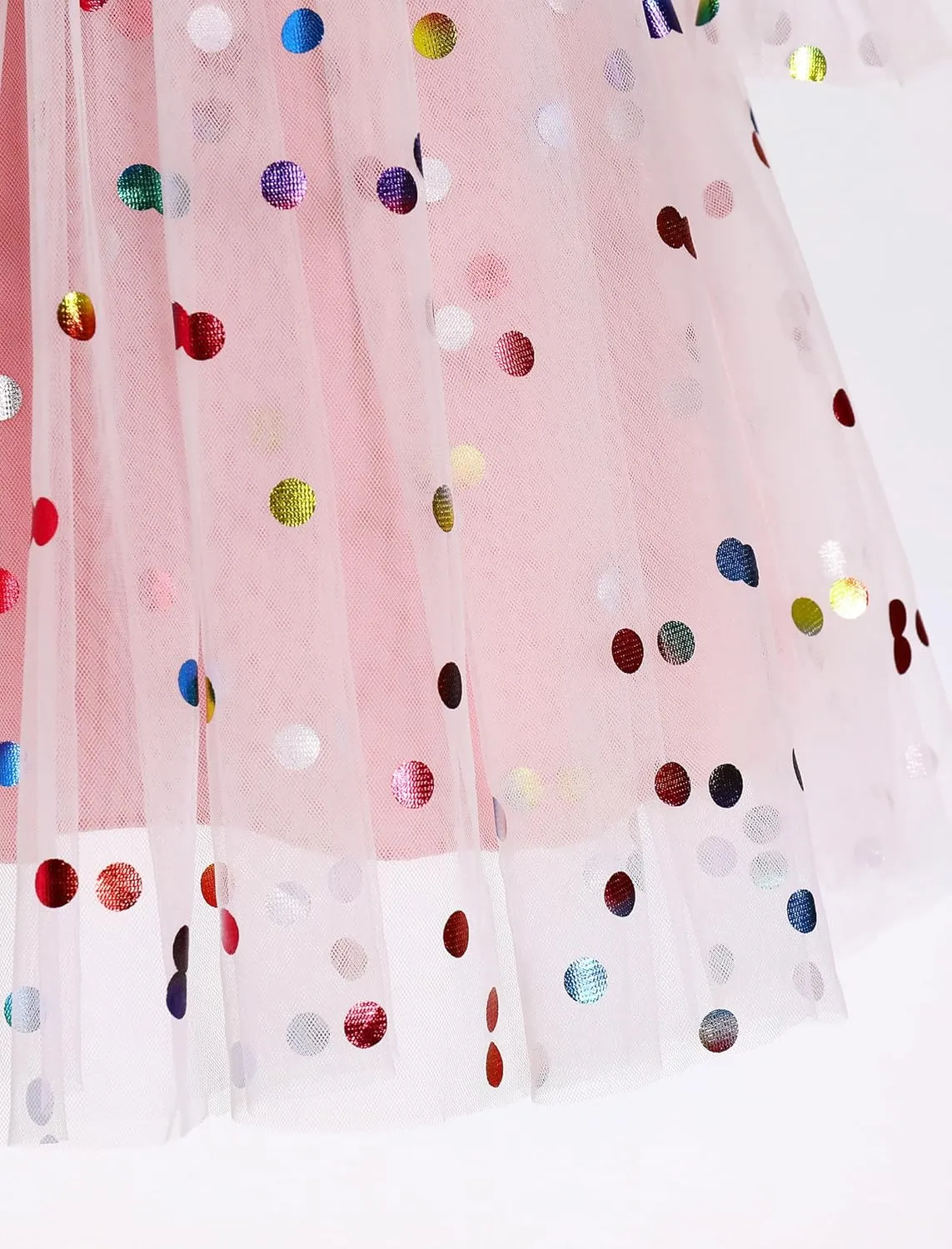 IMEKIS Toddler Girl Birthday Dress Floral Confetti Tulle Formal Wedding Party Long Sleeve Dress Cake Smash Photo Shoot