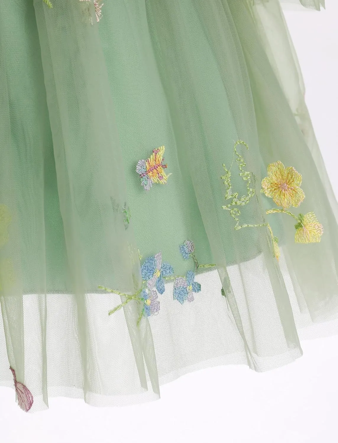 IMEKIS Toddler Girl Birthday Dress Floral Confetti Tulle Formal Wedding Party Long Sleeve Dress Cake Smash Photo Shoot