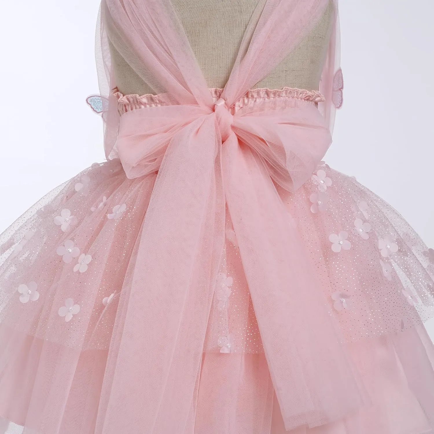 IMEKIS Toddler Girls Butterfly Birthday Dress Sparkle Flower Tulle Tutu Formal Wedding Party Dresses Photo Shoot