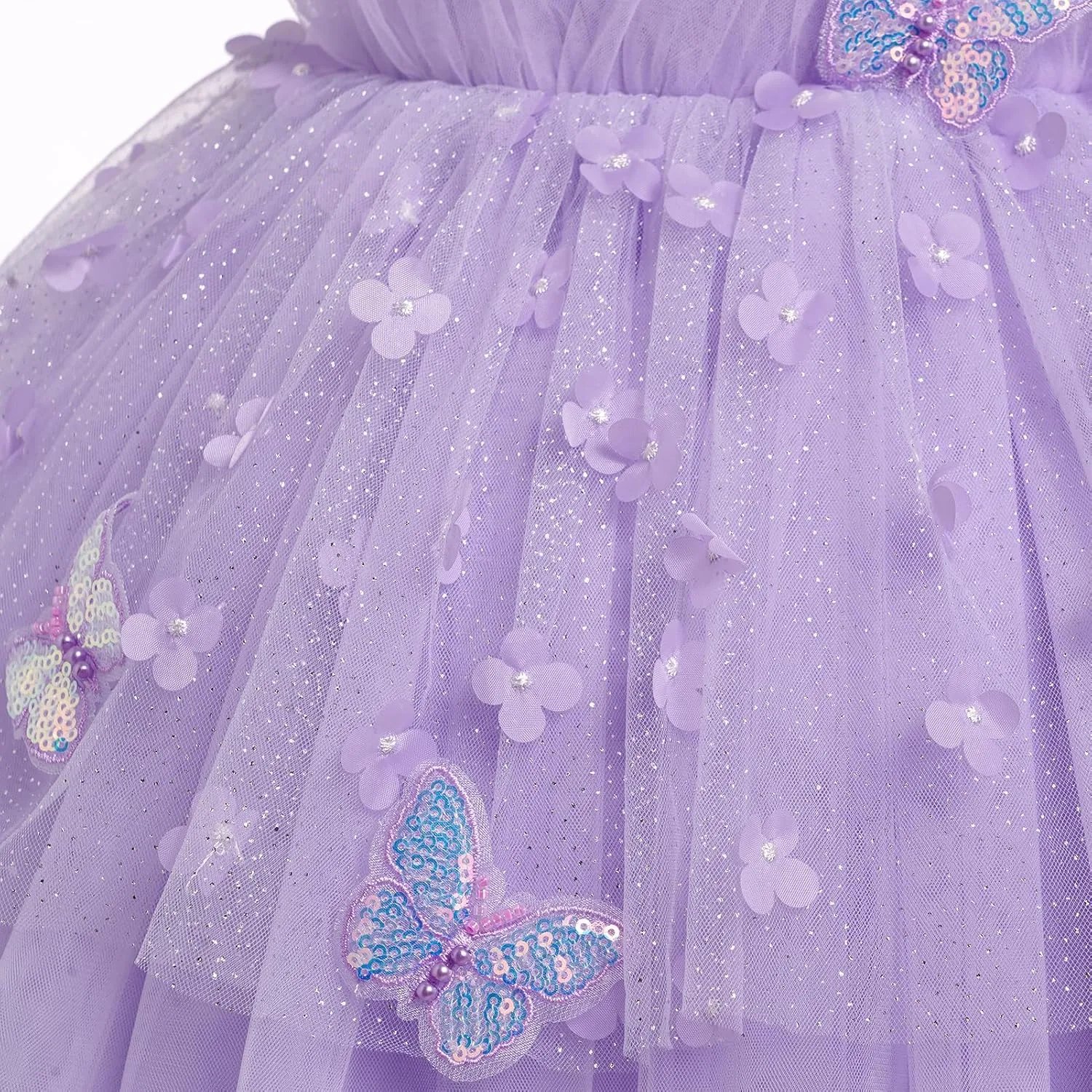 IMEKIS Toddler Girls Butterfly Birthday Dress Sparkle Flower Tulle Tutu Formal Wedding Party Dresses Photo Shoot
