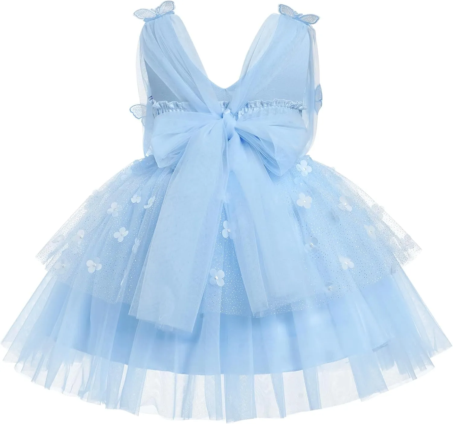IMEKIS Toddler Girls Butterfly Birthday Dress Sparkle Flower Tulle Tutu Formal Wedding Party Dresses Photo Shoot