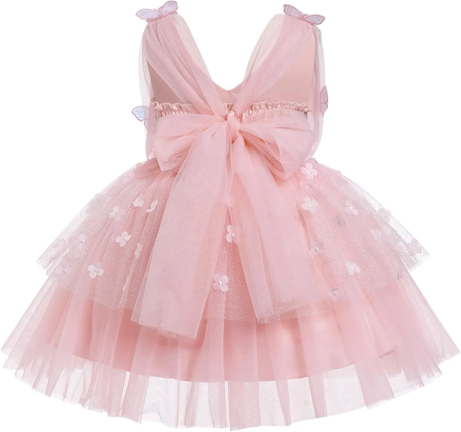 IMEKIS Toddler Girls Butterfly Birthday Dress Sparkle Flower Tulle Tutu Formal Wedding Party Dresses Photo Shoot