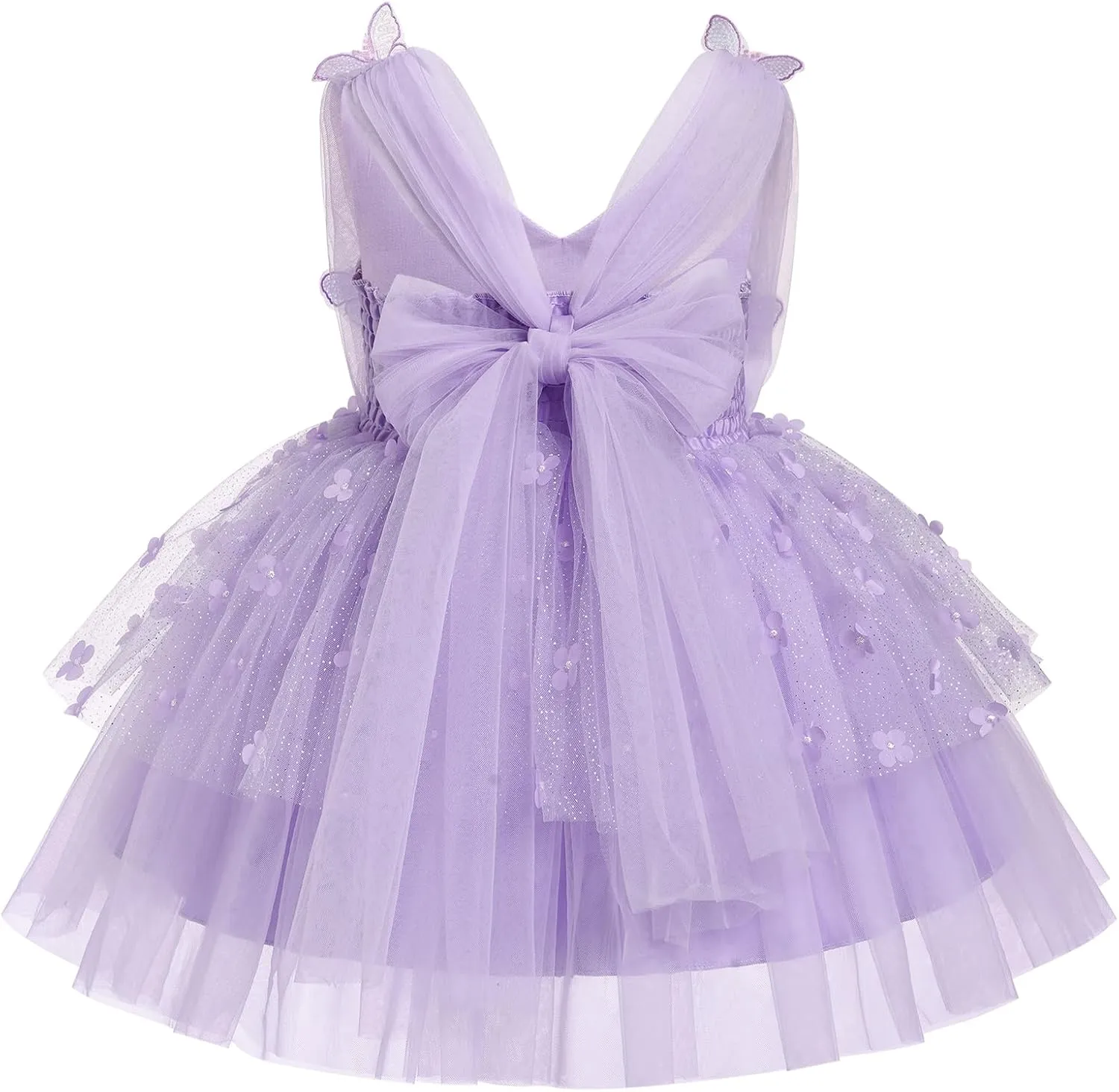IMEKIS Toddler Girls Butterfly Birthday Dress Sparkle Flower Tulle Tutu Formal Wedding Party Dresses Photo Shoot