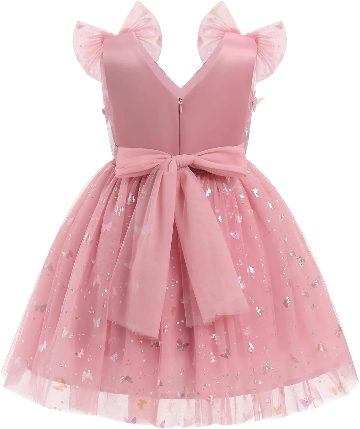IMEKIS Toddler Kids Girls Butterfly Dress Sparkle Sequins Tulle Wedding Formal Birthday Dresses 2-10T