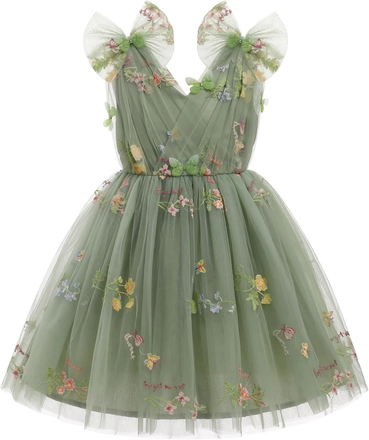 IMEKIS Toddler Kids Girls Butterfly Dress Sparkle Sequins Tulle Wedding Formal Birthday Dresses 2-10T