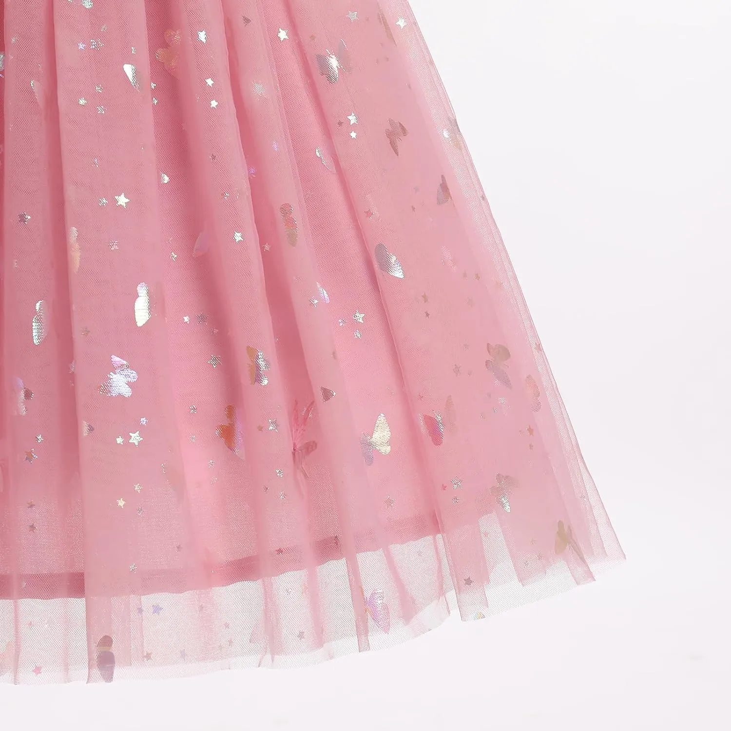 IMEKIS Toddler Kids Girls Butterfly Dress Sparkle Sequins Tulle Wedding Formal Birthday Dresses 2-10T