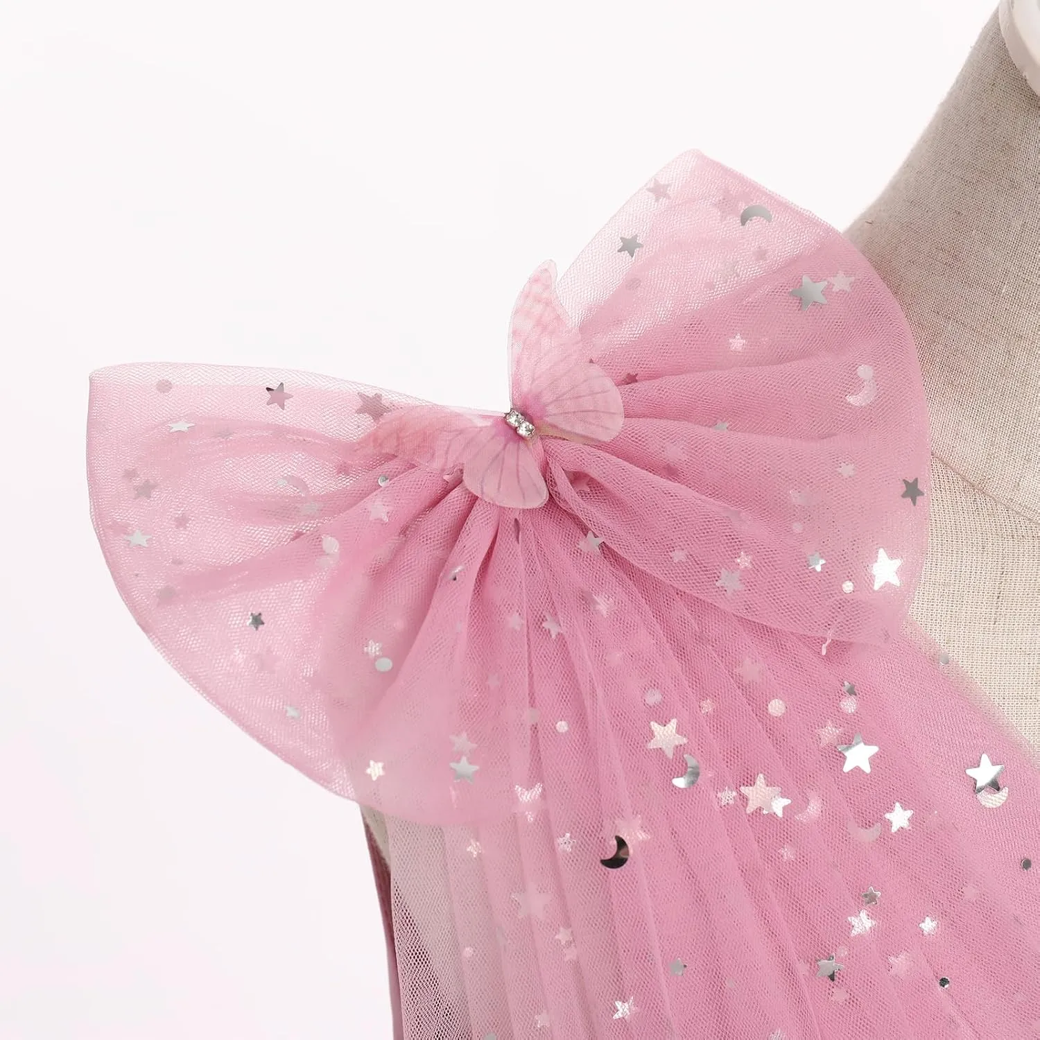IMEKIS Toddler Kids Girls Butterfly Dress Sparkle Sequins Tulle Wedding Formal Birthday Dresses 2-10T