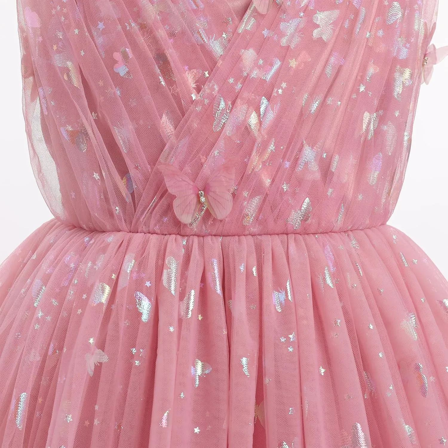 IMEKIS Toddler Kids Girls Butterfly Dress Sparkle Sequins Tulle Wedding Formal Birthday Dresses 2-10T