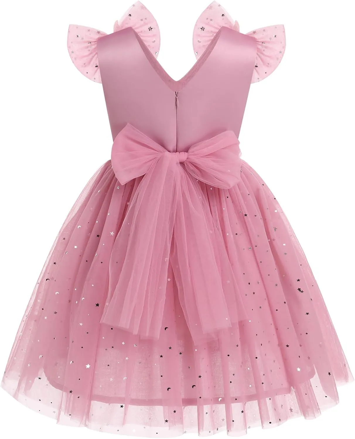 IMEKIS Toddler Kids Girls Butterfly Dress Sparkle Sequins Tulle Wedding Formal Birthday Dresses 2-10T