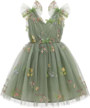 IMEKIS Toddler Kids Girls Butterfly Dress Sparkle Sequins Tulle Wedding Formal Birthday Dresses 2-10T