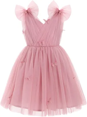 IMEKIS Toddler Kids Girls Butterfly Dress Sparkle Sequins Tulle Wedding Formal Birthday Dresses 2-10T