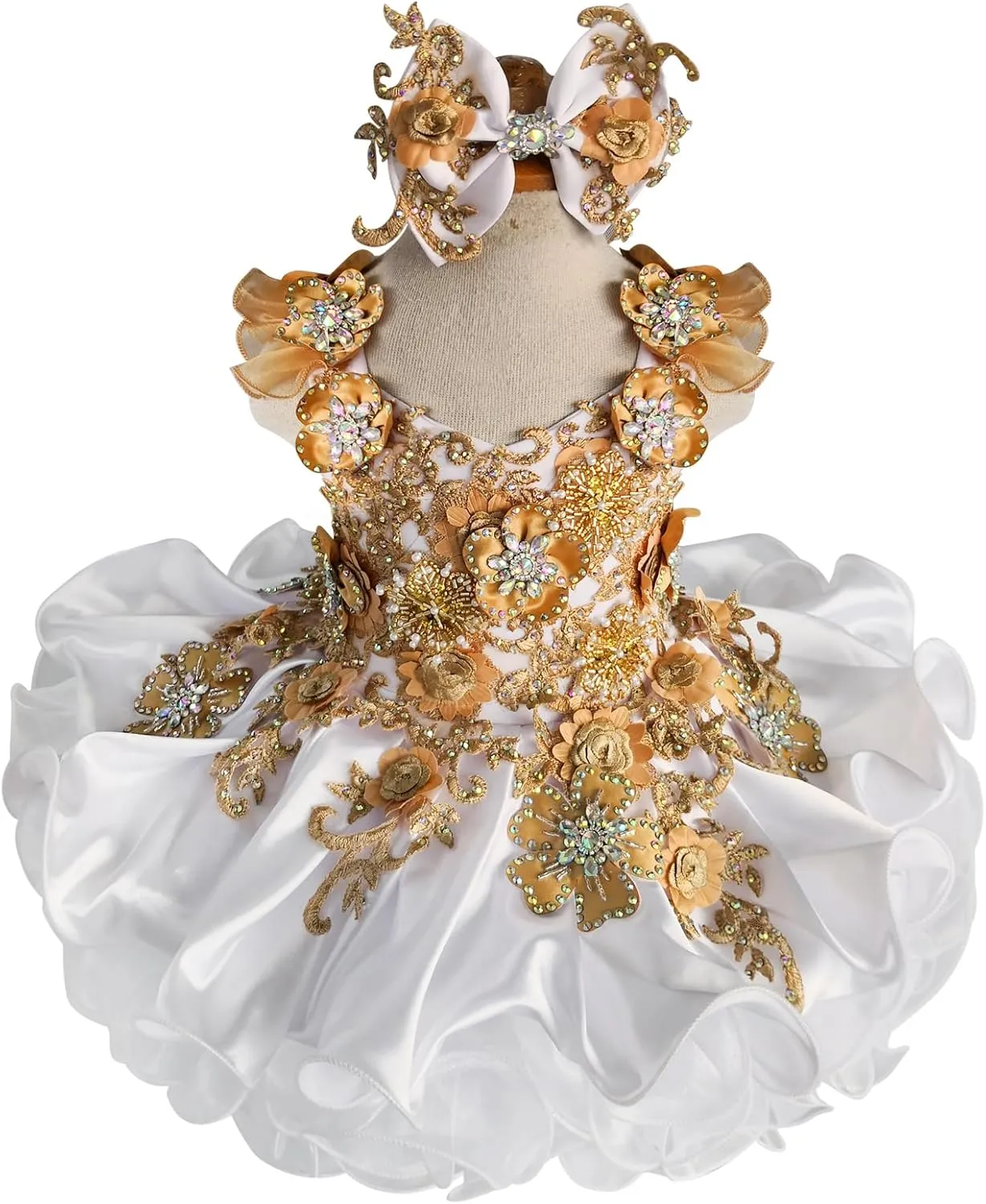 Jenniferwu Baby Girl Pageant Dress Handmade Beaded Dresses Toddler Pageant Girl's Princess Dress