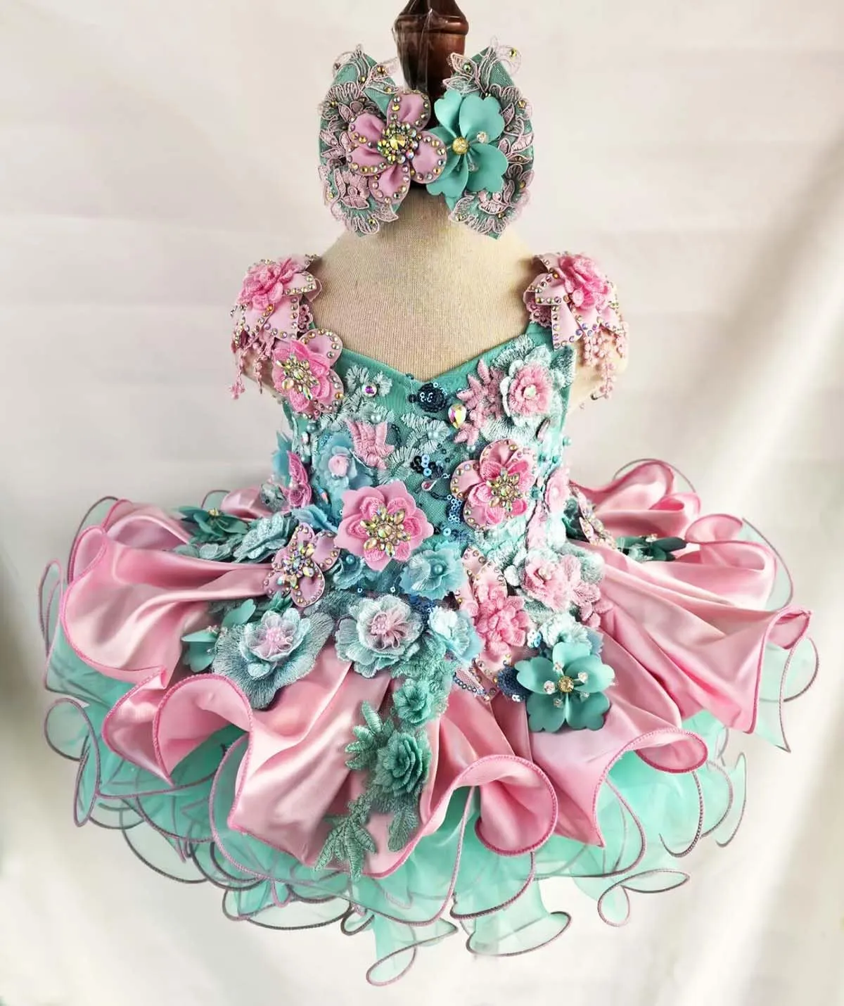 Jenniferwu Baby Girl Pageant Dress Handmade Beaded Dresses Toddler Pageant Girl's Princess Dress
