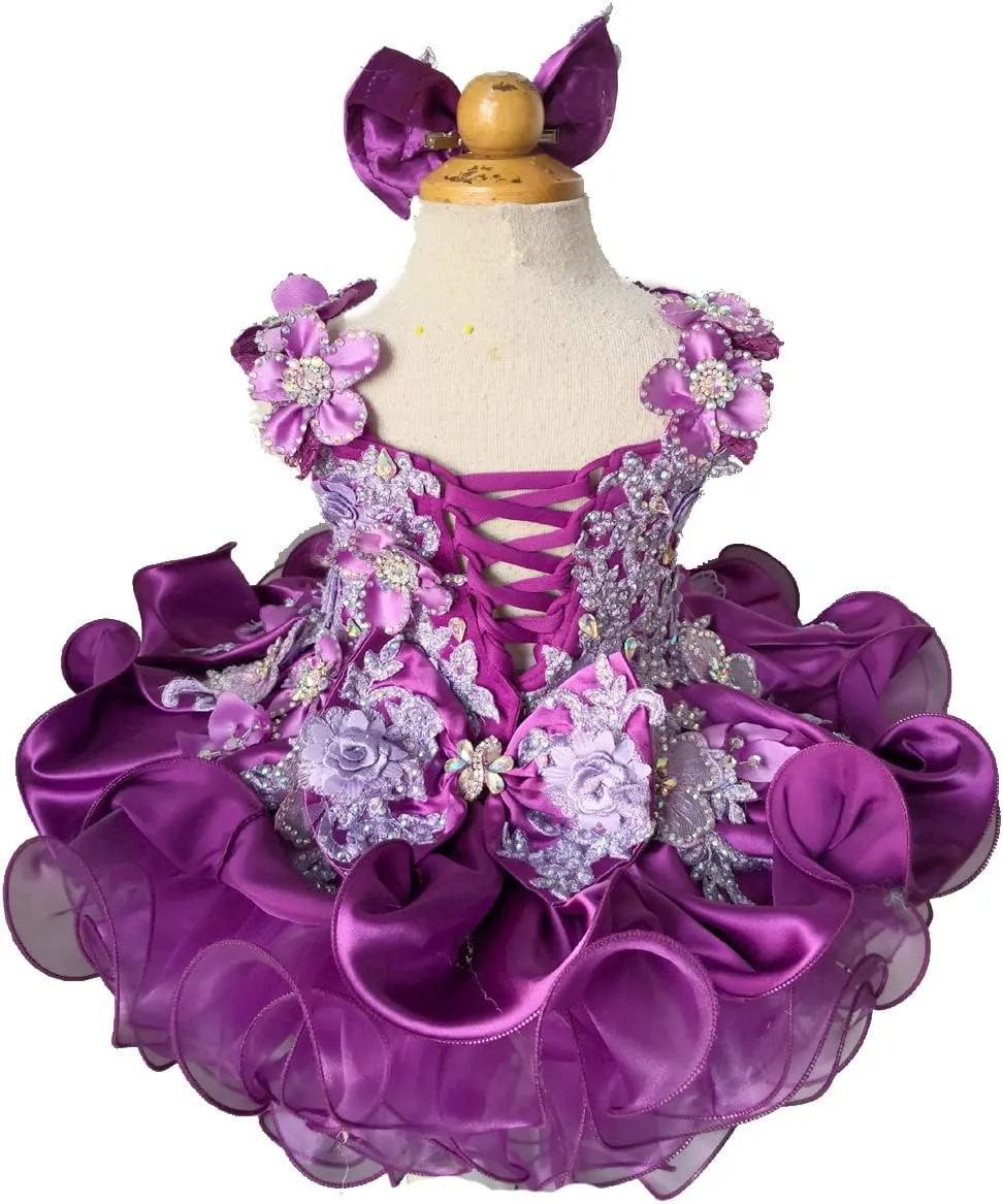 Jenniferwu Baby Girl Pageant Dress Handmade Beaded Dresses Toddler Pageant Girl's Princess Dress