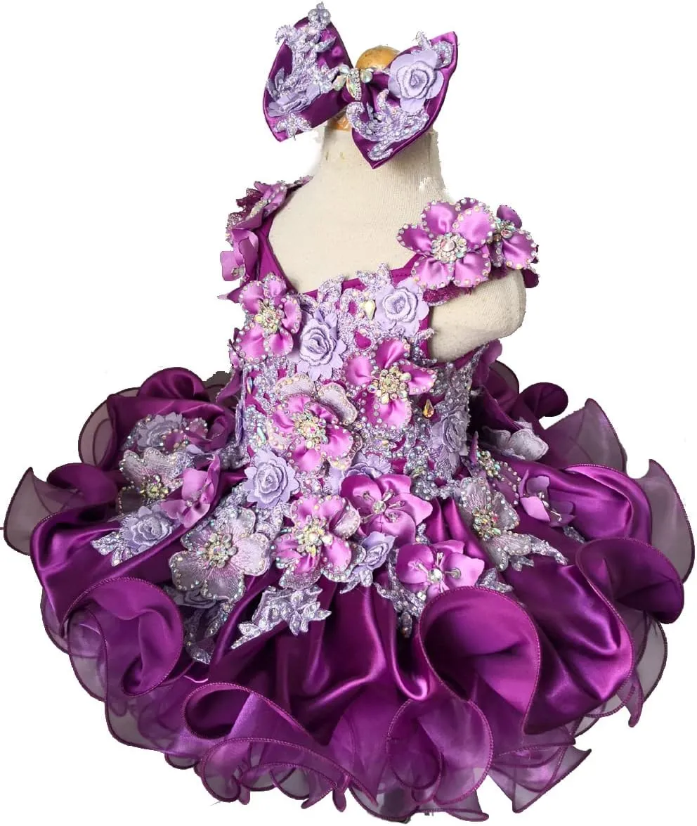 Jenniferwu Baby Girl Pageant Dress Handmade Beaded Dresses Toddler Pageant Girl's Princess Dress