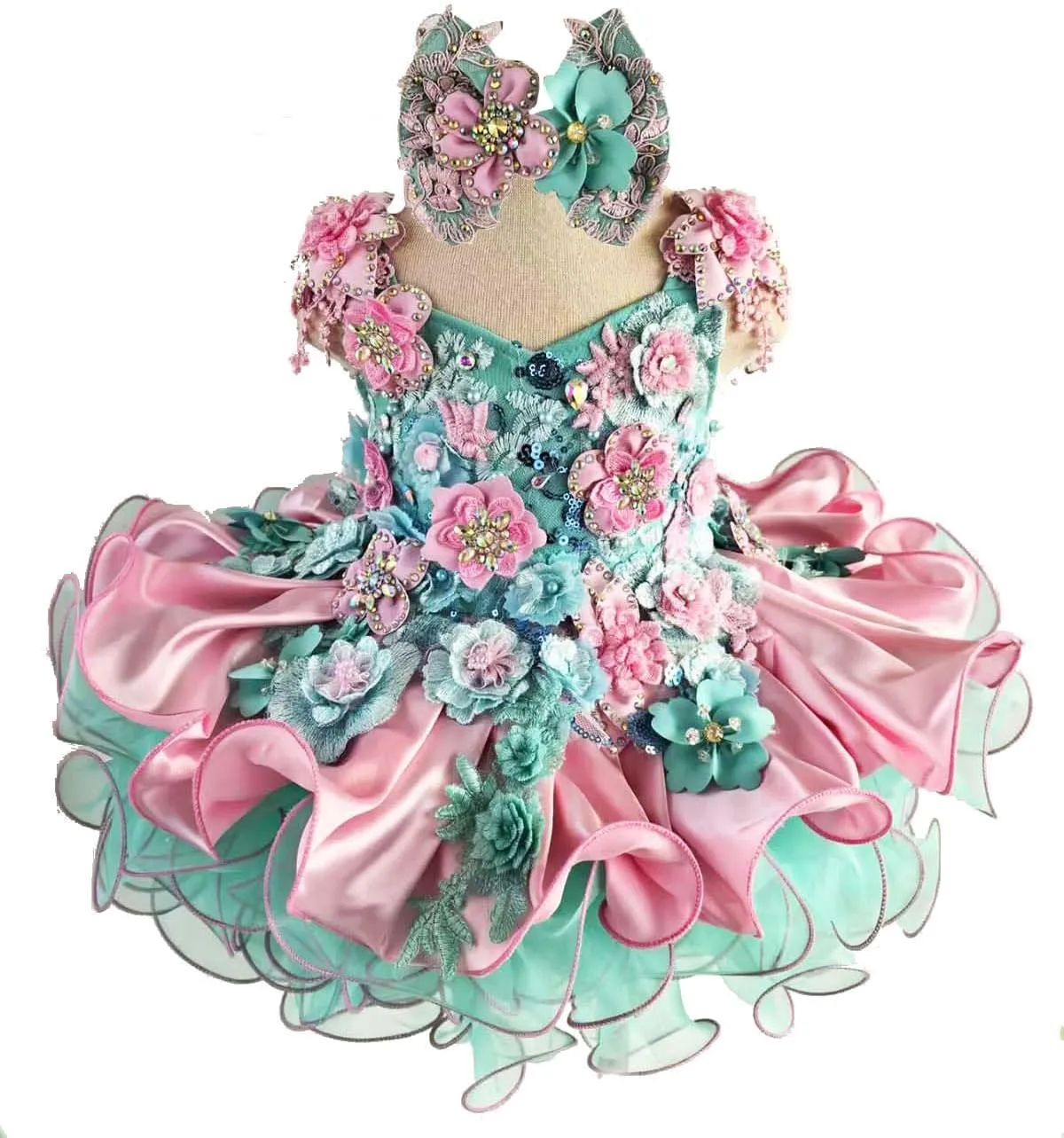 Jenniferwu Baby Girl Pageant Dress Handmade Beaded Dresses Toddler Pageant Girl's Princess Dress