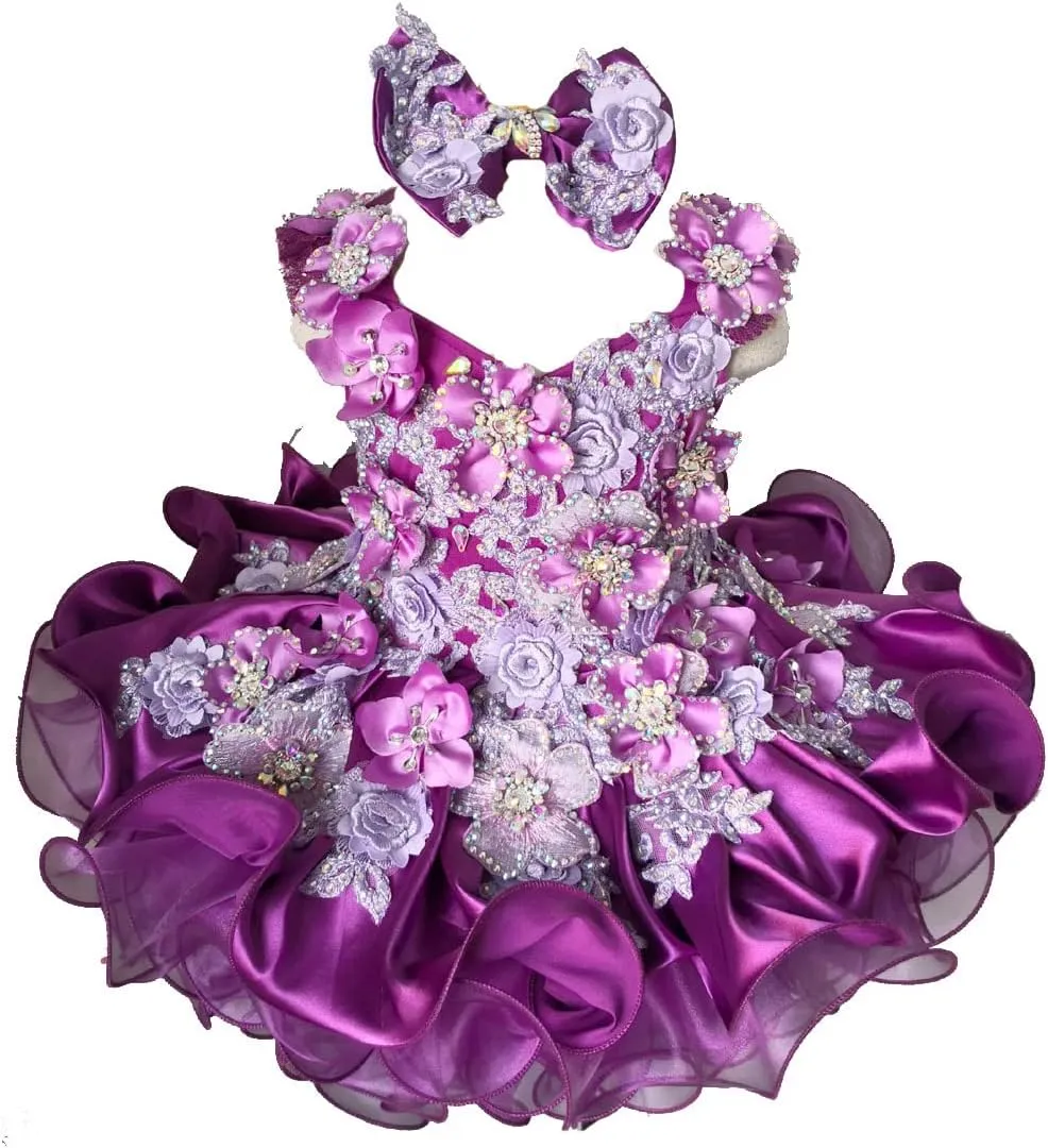 Jenniferwu Baby Girl Pageant Dress Handmade Beaded Dresses Toddler Pageant Girl's Princess Dress