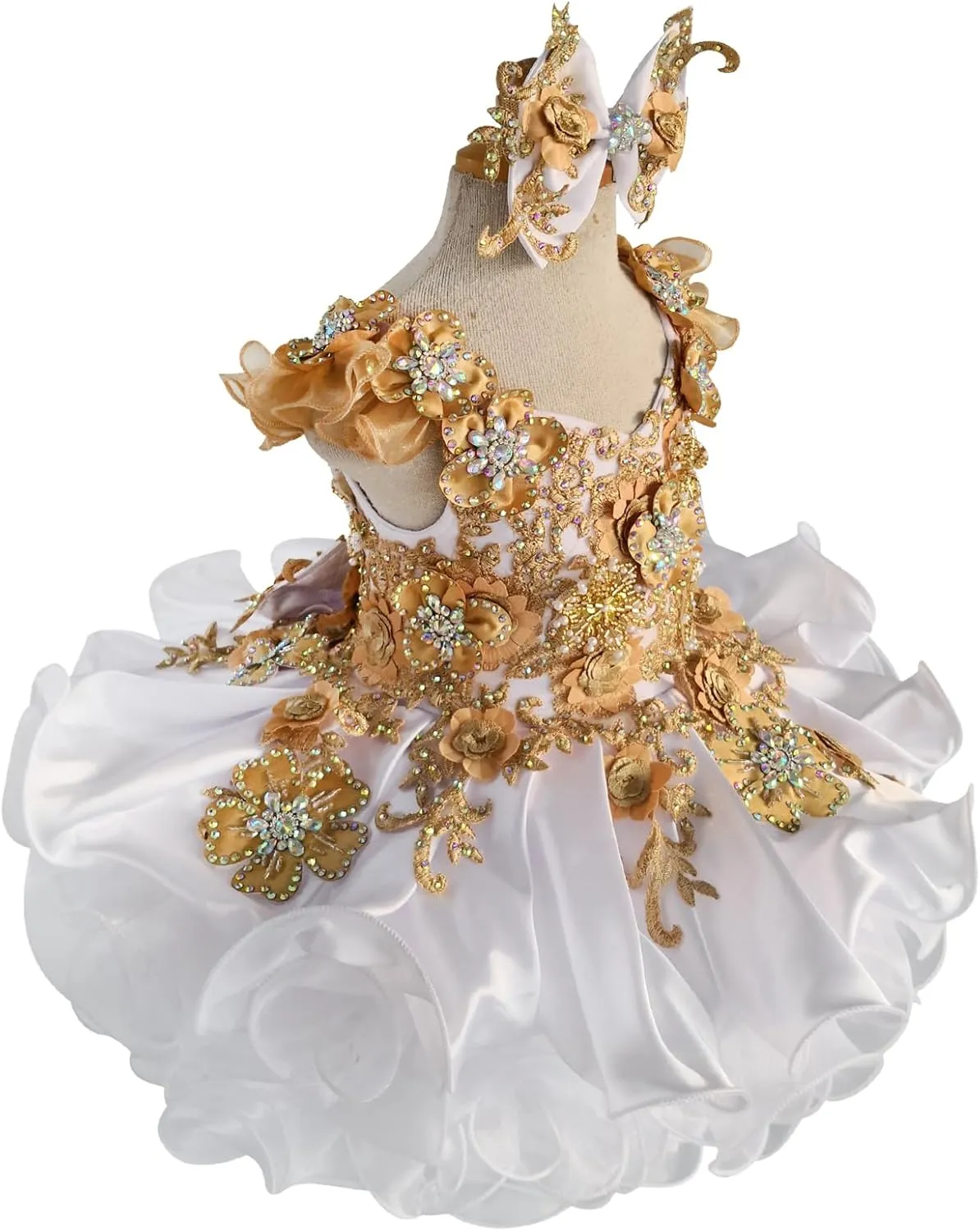 Jenniferwu Baby Girl Pageant Dress Handmade Beaded Dresses Toddler Pageant Girl's Princess Dress