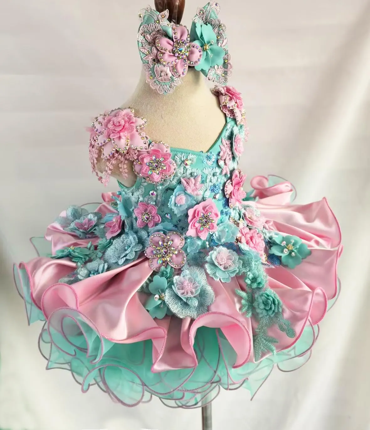 Jenniferwu Baby Girl Pageant Dress Handmade Beaded Dresses Toddler Pageant Girl's Princess Dress