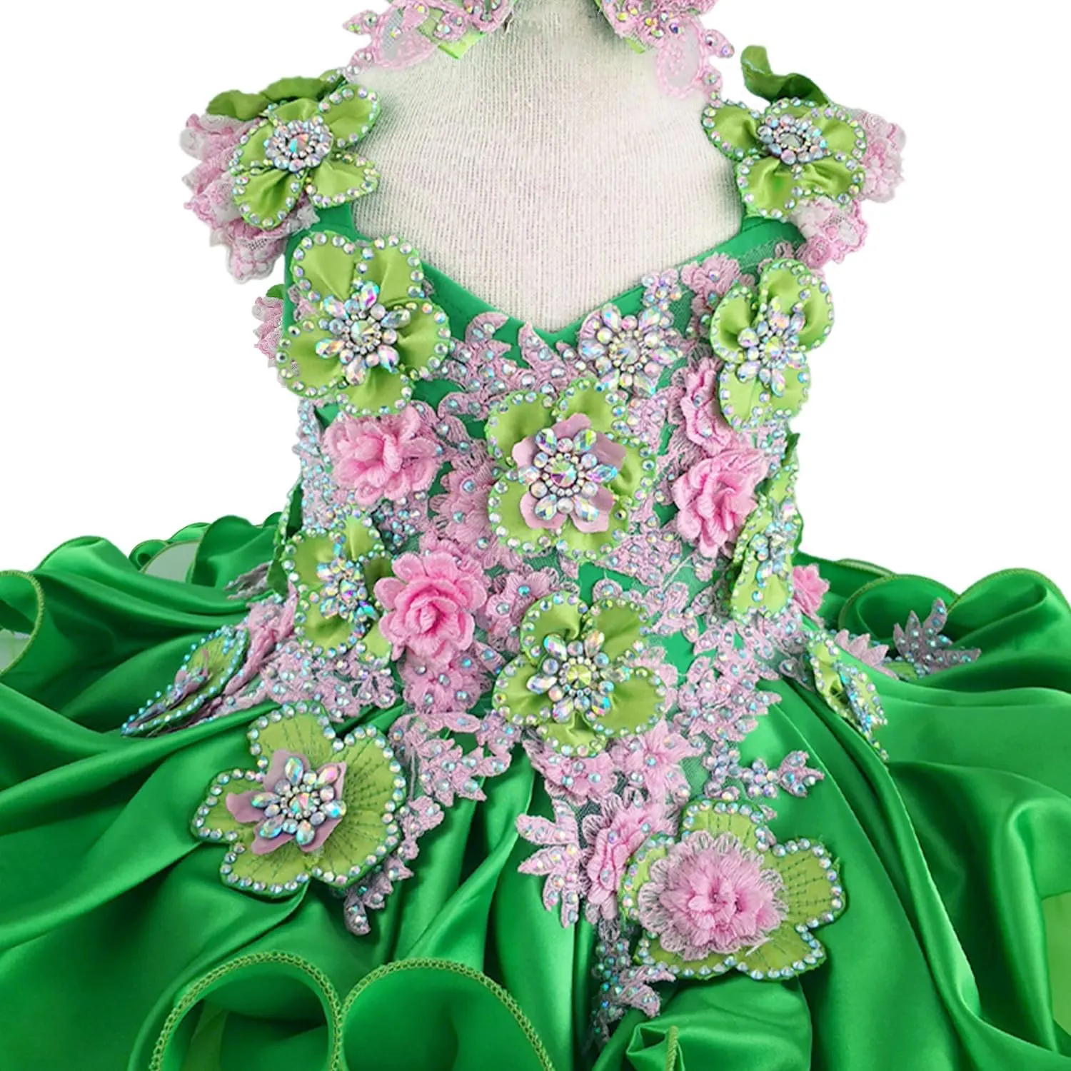 Jenniferwu Baby Girl Pageant Dress Handmade Beaded Dresses Toddler Pageant Girl's Princess Dress