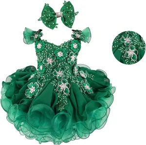 Jenniferwu Baby Girl Pageant Dress Handmade Beaded Dresses Toddler Pageant Girl's Princess Dress