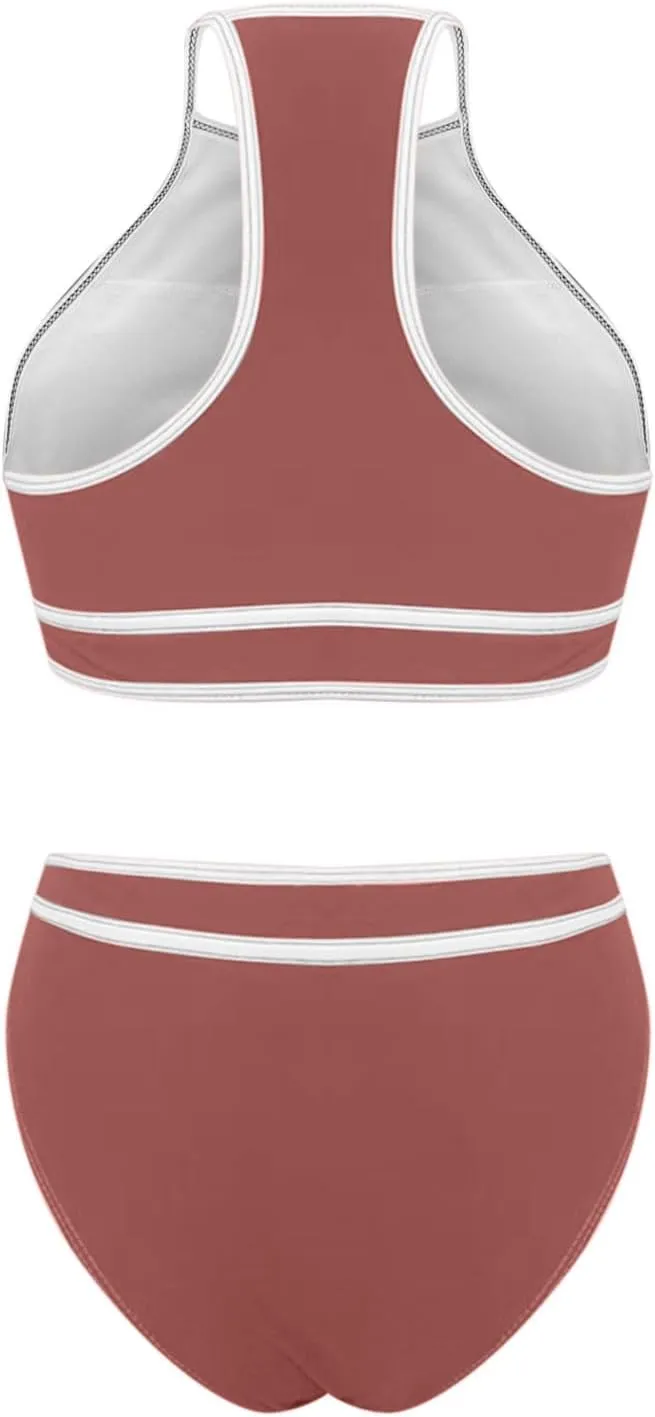 jsaierl Women's Bikini Sets Trendy Color Block Two Piece Bathing Suits High Waisted Tummy Control Swimsuits 2025 Beachwear