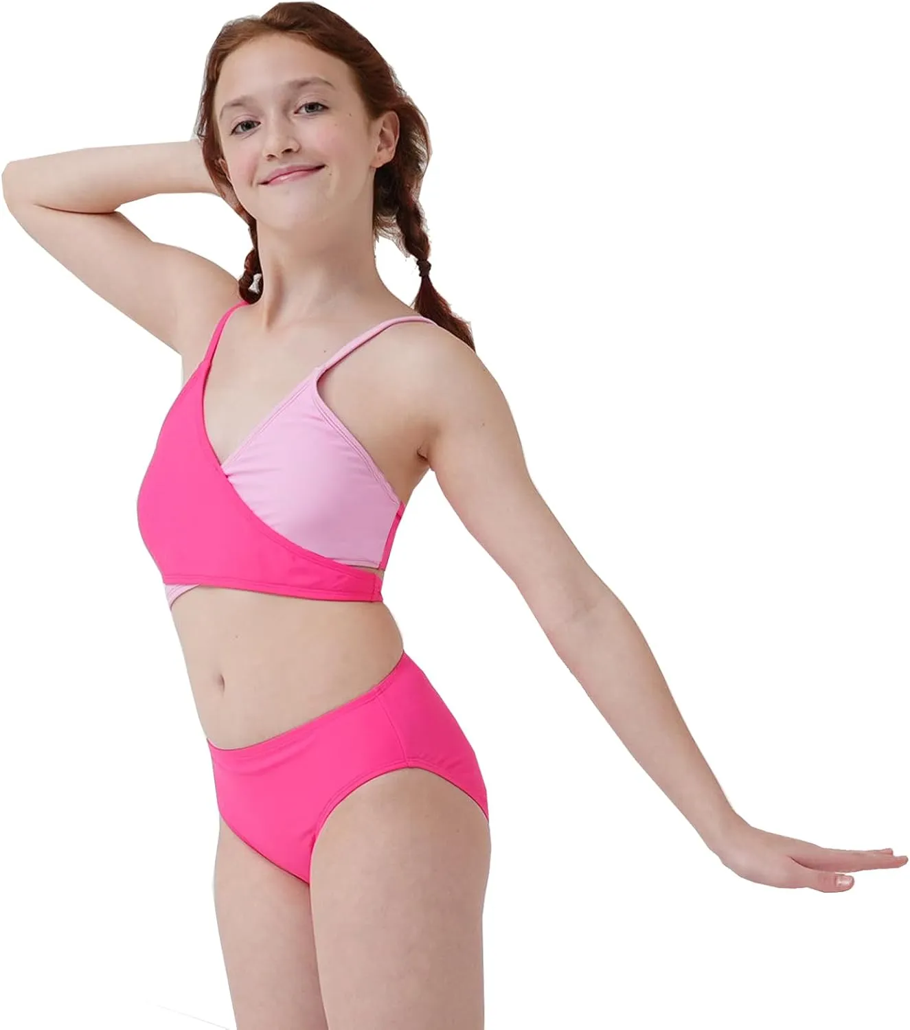 karrack Teen Girls' Swimsuits Two-Piece V-Neck Bikini Adjustable Shoulder Straps Swimsuit Kids Bikini Set