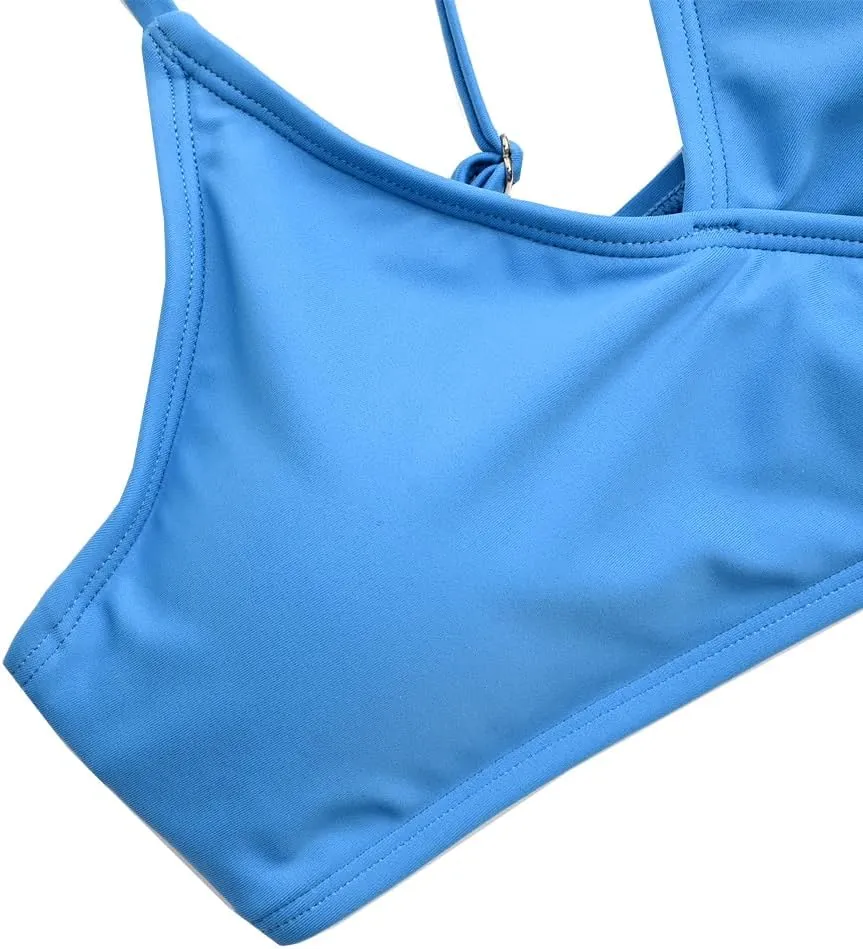 karrack Teen Girls' Swimsuits Two-Piece V-Neck Bikini Adjustable Shoulder Straps Swimsuit Kids Bikini Set