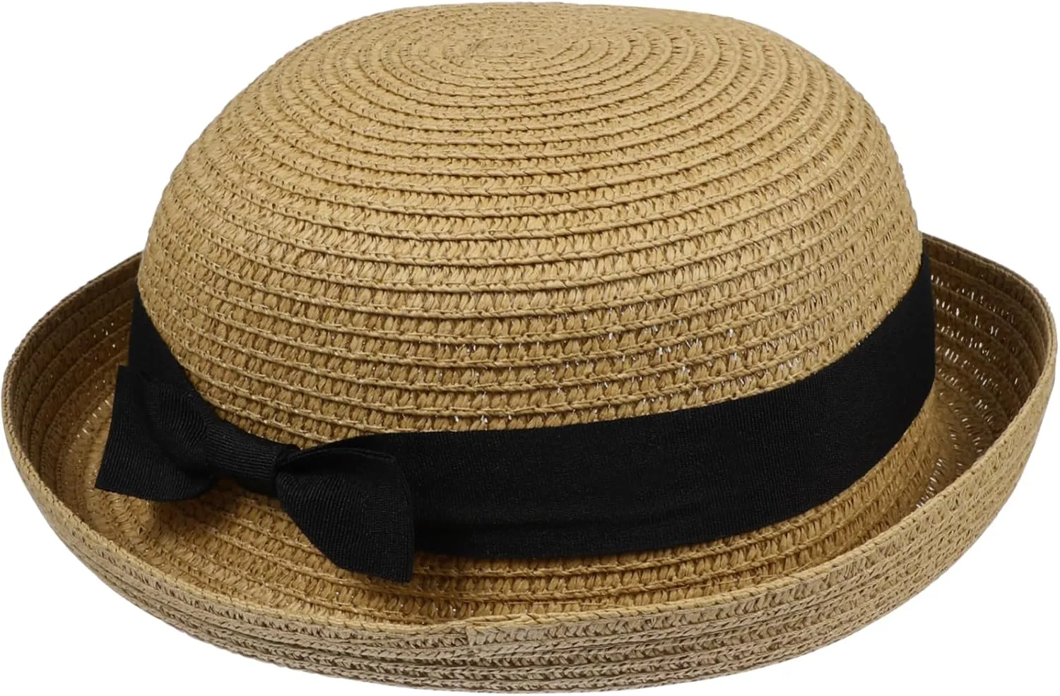 KESYOO Summer for Women Bowknot Roll-up Wide Brim Dome Sun Hat Light Stylish Size for Head Circumference Cm Khaki