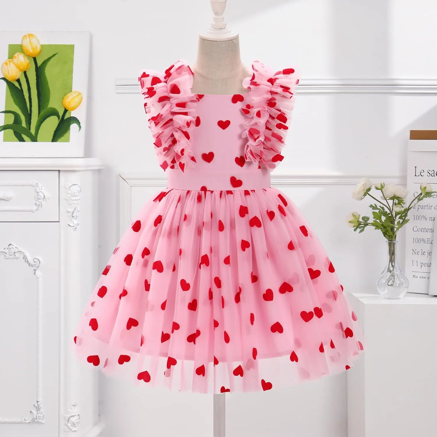 Kids Girls Confetti Birthday Princess Dress Ruffle Sleeve Boho Cake Smash Photo Shoot Outfit 3-10T