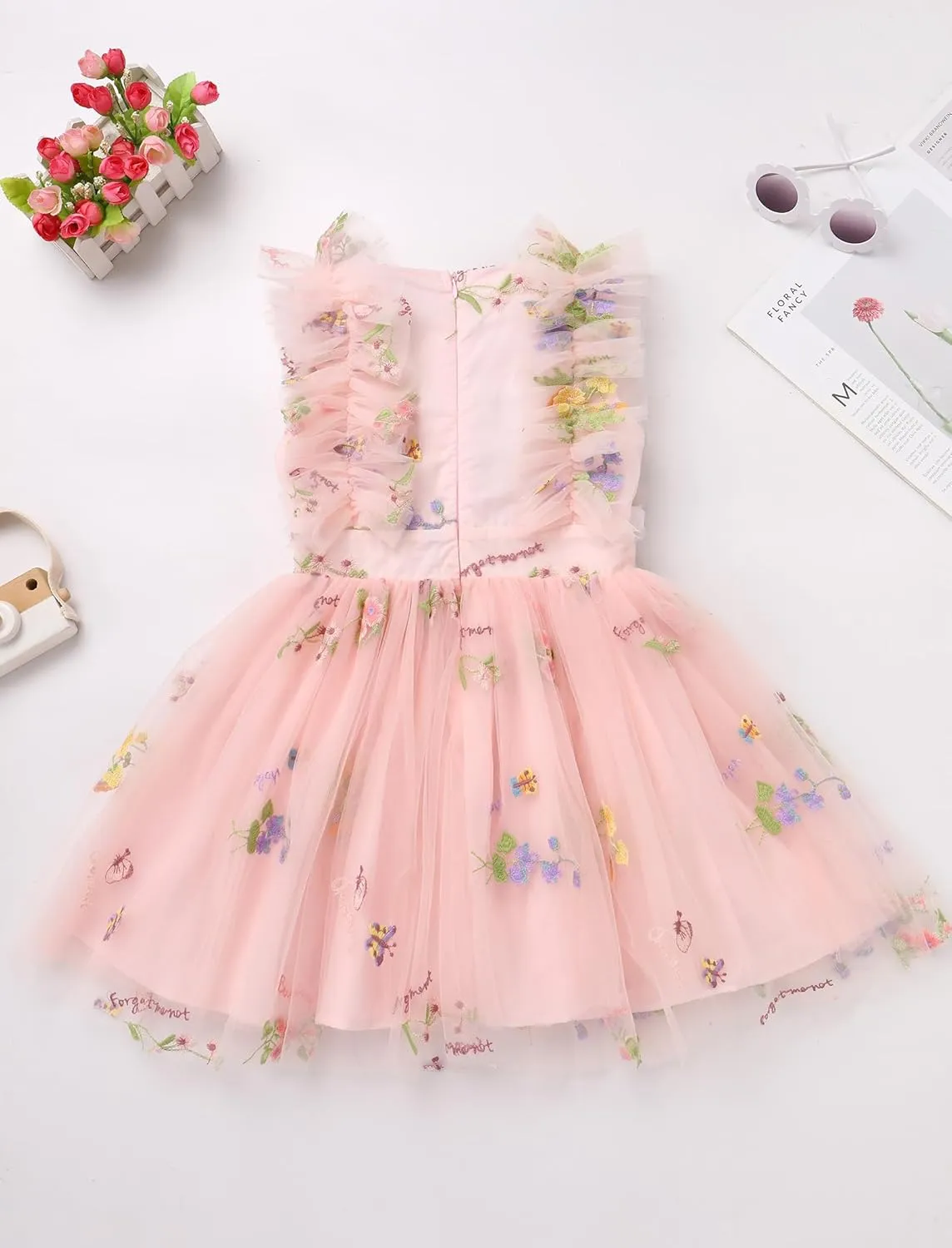 Kids Girls Confetti Birthday Princess Dress Ruffle Sleeve Boho Cake Smash Photo Shoot Outfit 3-10T
