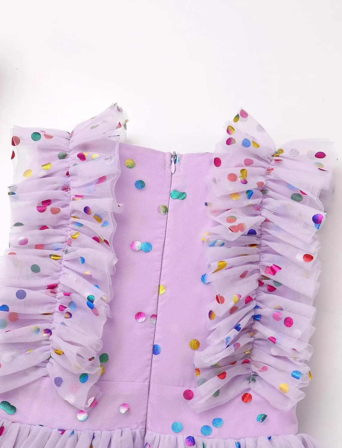 Kids Girls Confetti Birthday Princess Dress Ruffle Sleeve Boho Cake Smash Photo Shoot Outfit 3-10T