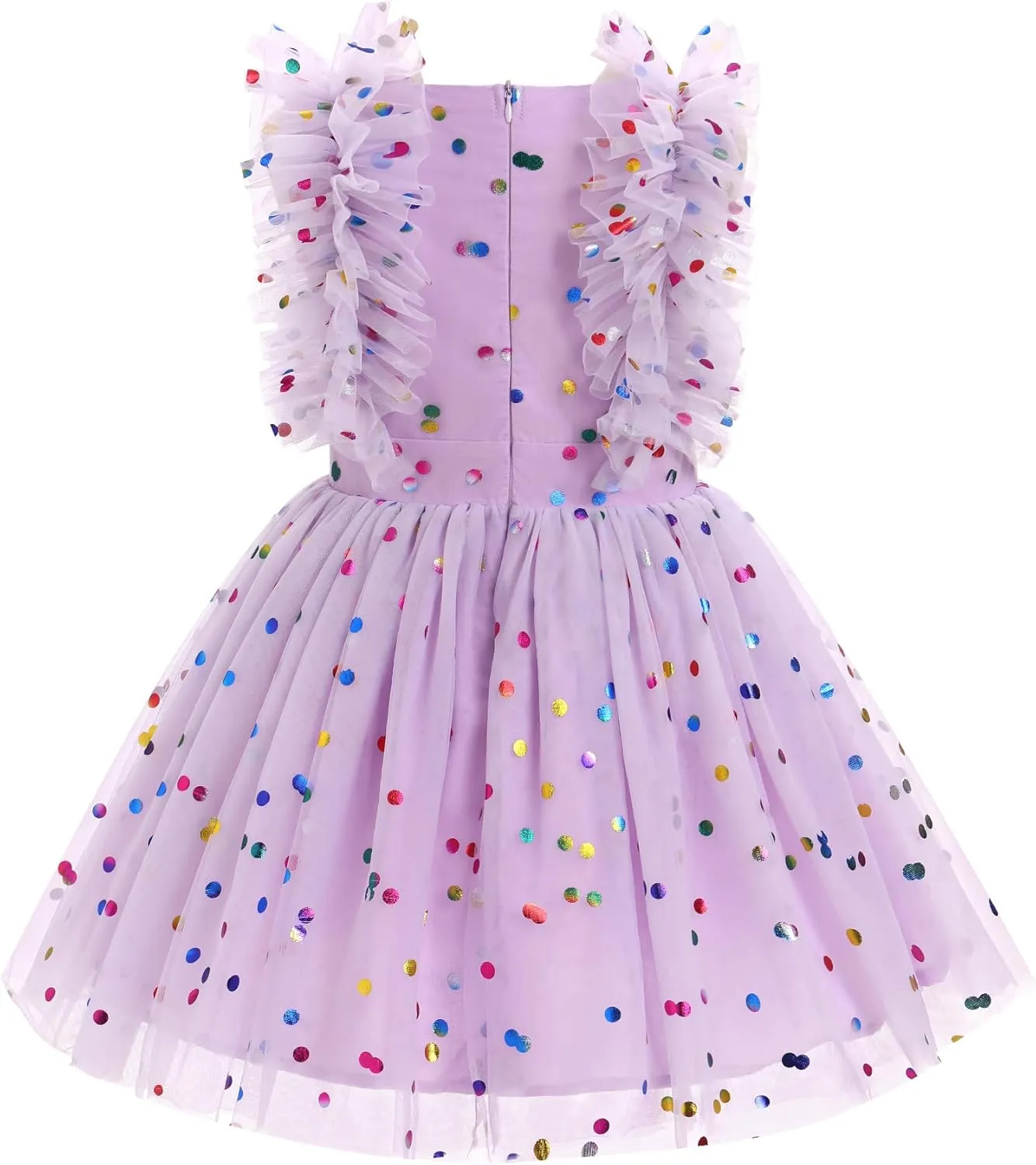 Kids Girls Confetti Birthday Princess Dress Ruffle Sleeve Boho Cake Smash Photo Shoot Outfit 3-10T