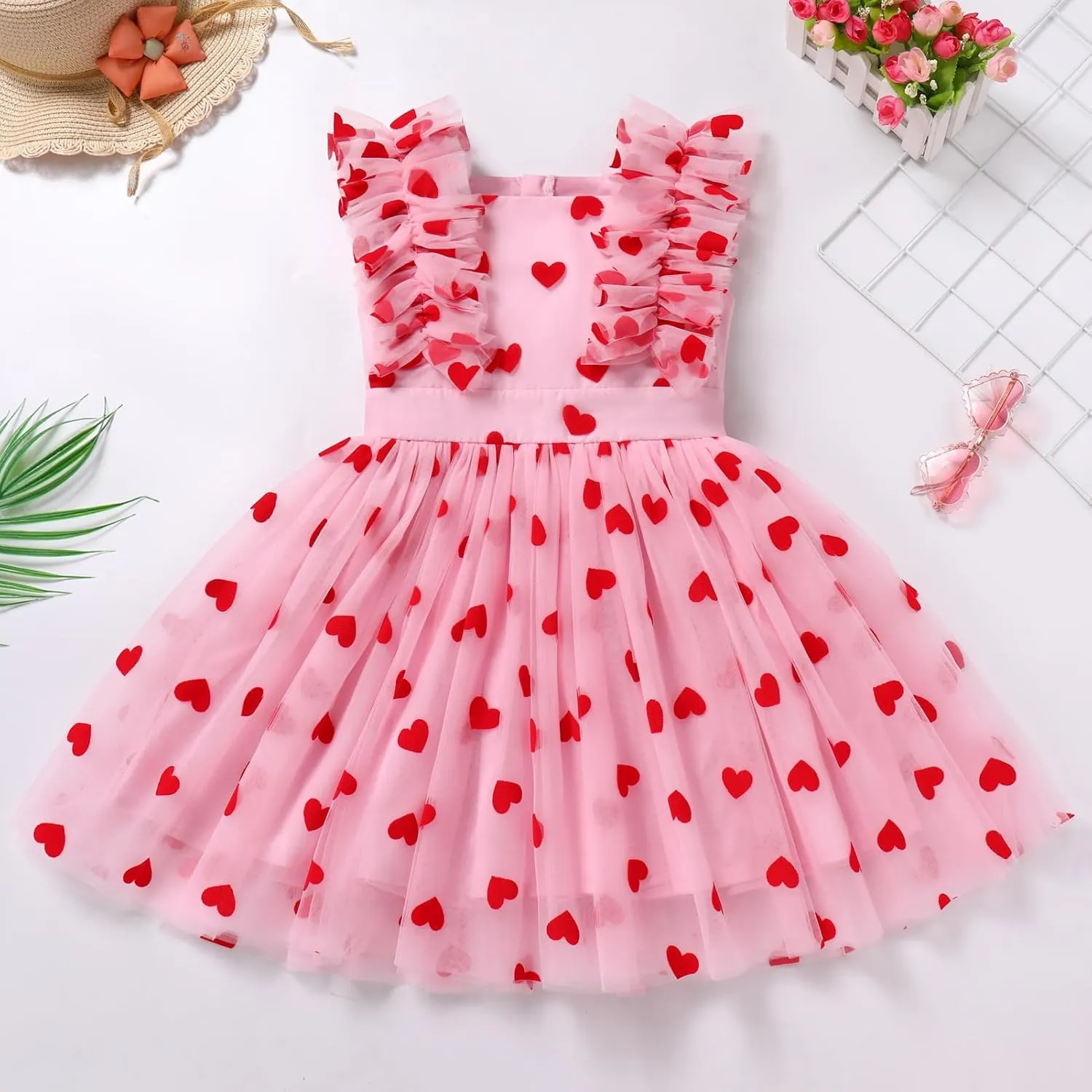 Kids Girls Confetti Birthday Princess Dress Ruffle Sleeve Boho Cake Smash Photo Shoot Outfit 3-10T