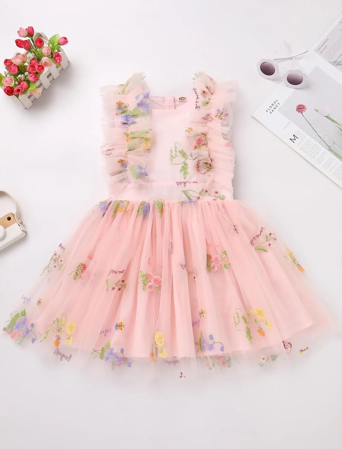 Kids Girls Confetti Birthday Princess Dress Ruffle Sleeve Boho Cake Smash Photo Shoot Outfit 3-10T