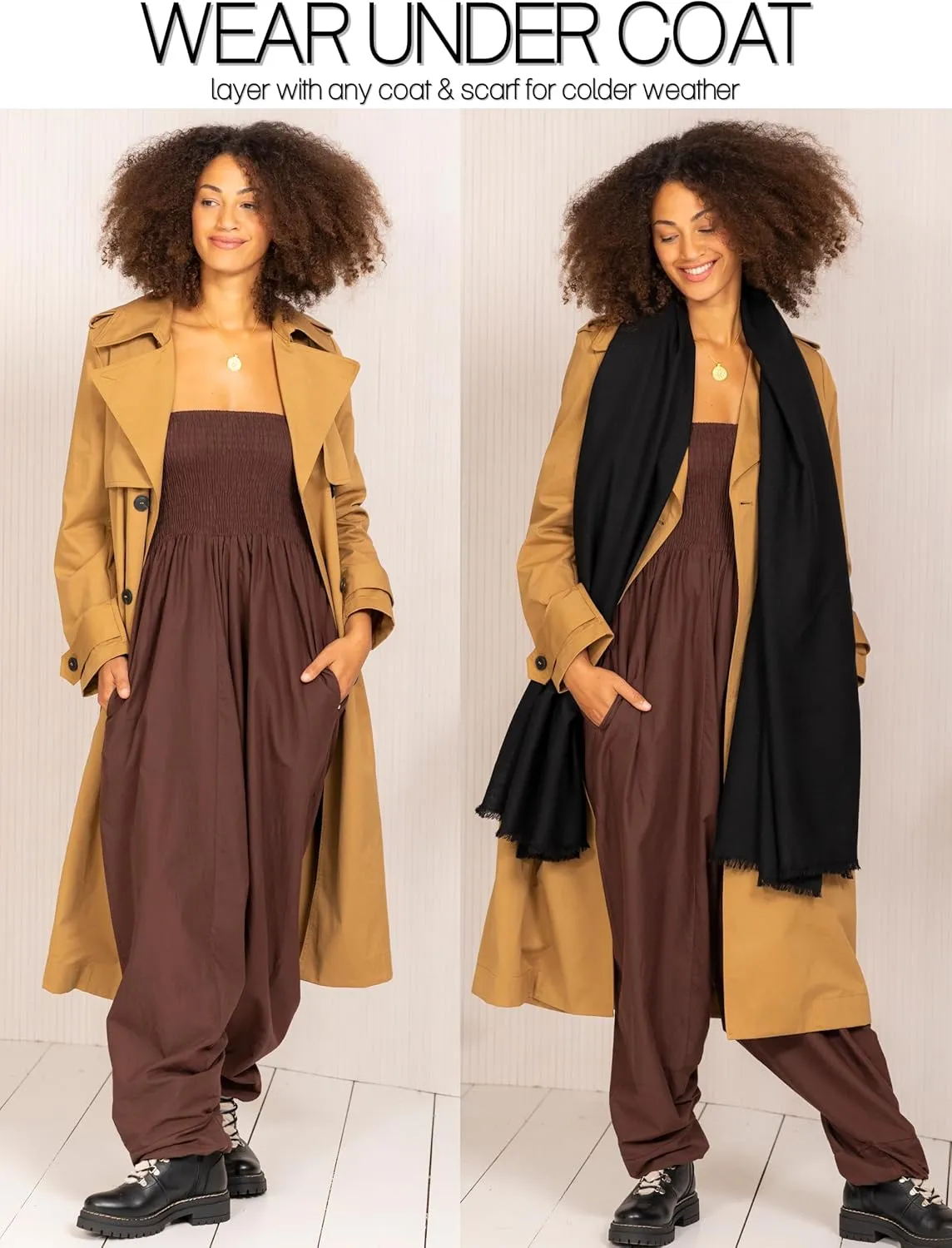 likemary Harem Pants Women Jumpsuits – Maxi Romper Pulls Down into Cotton Boho Pants with Pockets – One Size 2-in-1 Outfit