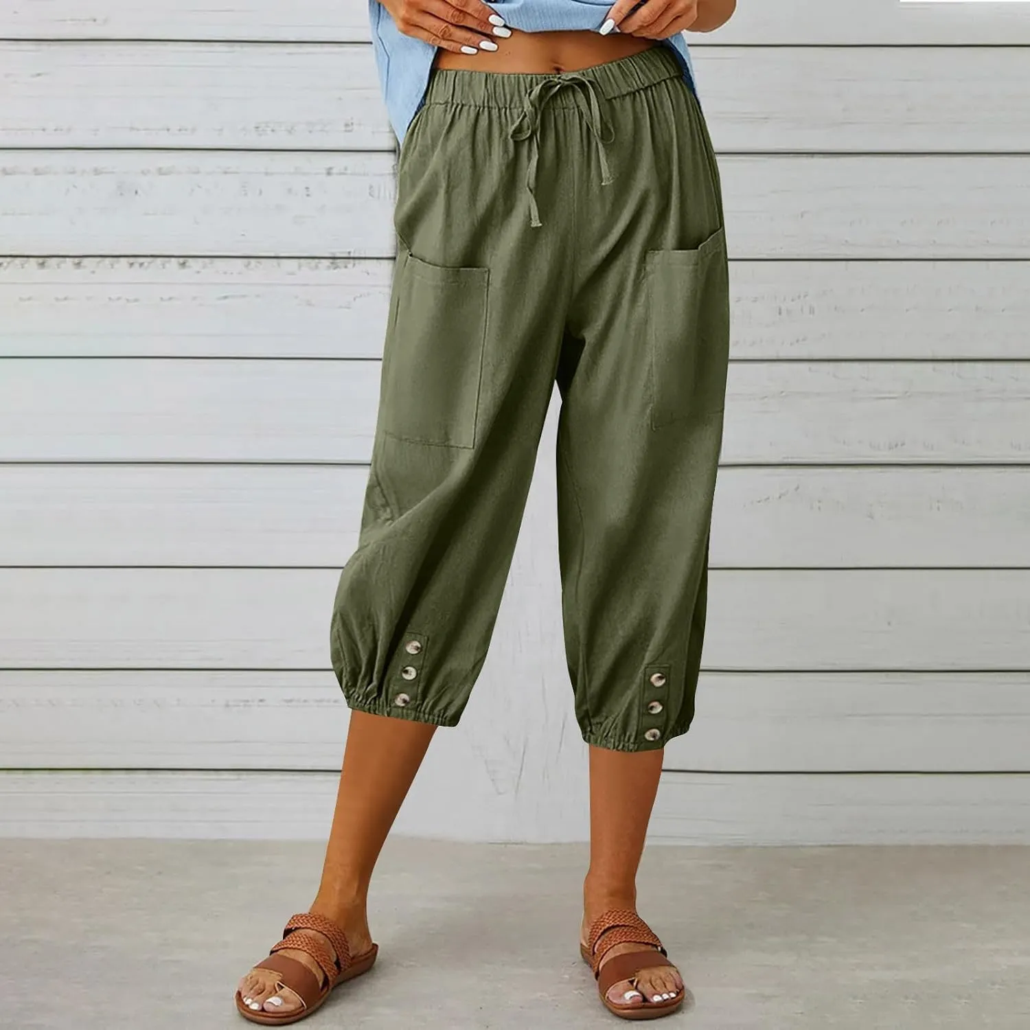 Linen Pants Women Capri Straight Leg Palazzo Pants Beach Trousers for Women Plus Size2 025 High Waisted Trousers