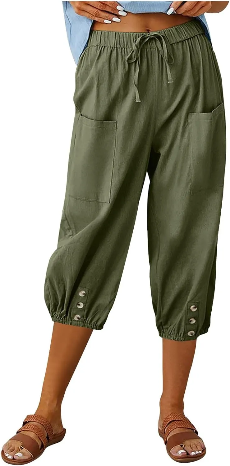 Linen Pants Women Capri Straight Leg Palazzo Pants Beach Trousers for Women Plus Size2 025 High Waisted Trousers