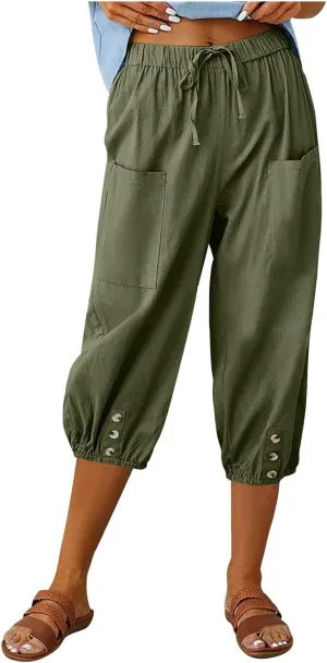 Linen Pants Women Capri Straight Leg Palazzo Pants Beach Trousers for Women Plus Size2 025 High Waisted Trousers
