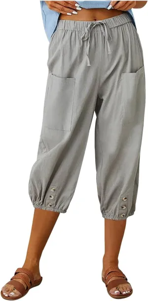 Linen Pants Women Capri Straight Leg Palazzo Pants Beach Trousers for Women Plus Size2 025 High Waisted Trousers