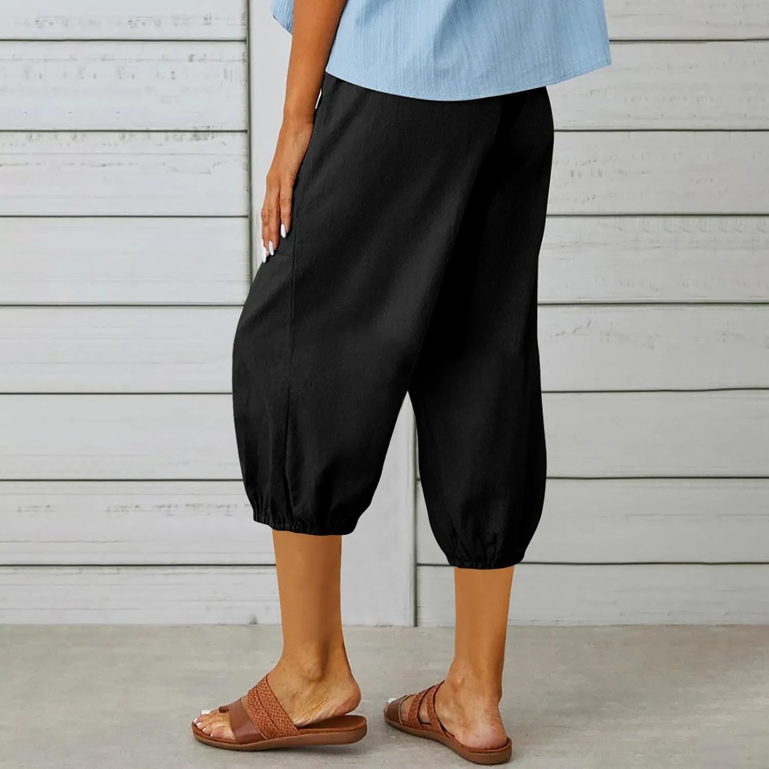 Linen Pants Women Capri Straight Leg Palazzo Pants Beach Trousers for Women Plus Size2 025 High Waisted Trousers