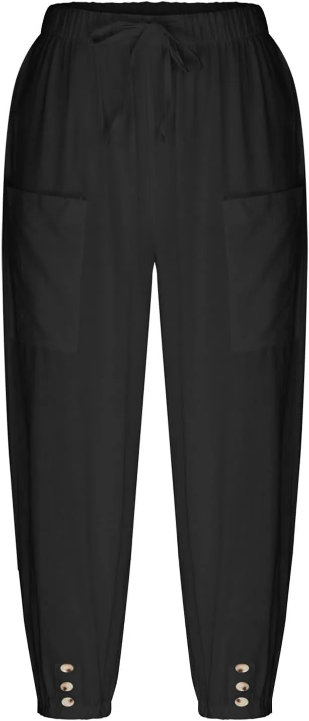 Linen Pants Women Capri Straight Leg Palazzo Pants Beach Trousers for Women Plus Size2 025 High Waisted Trousers
