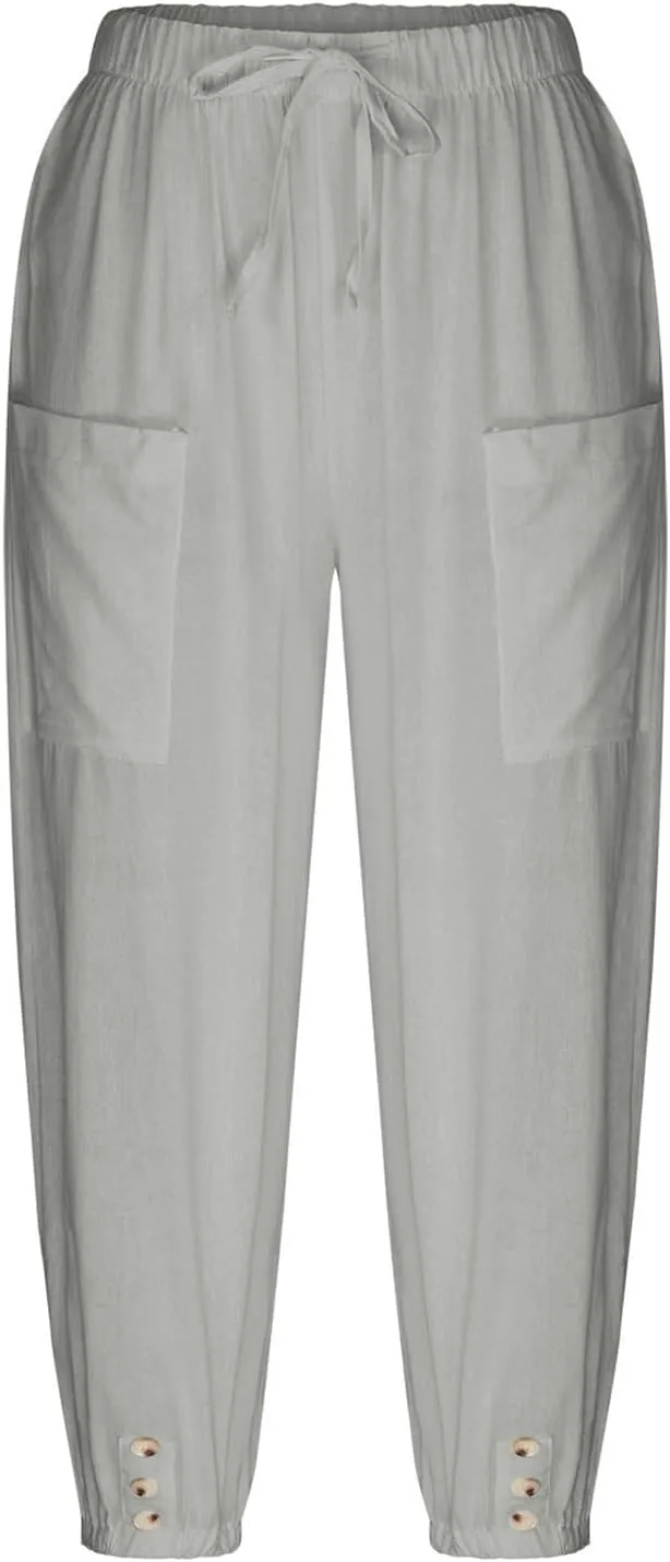 Linen Pants Women Capri Straight Leg Palazzo Pants Beach Trousers for Women Plus Size2 025 High Waisted Trousers