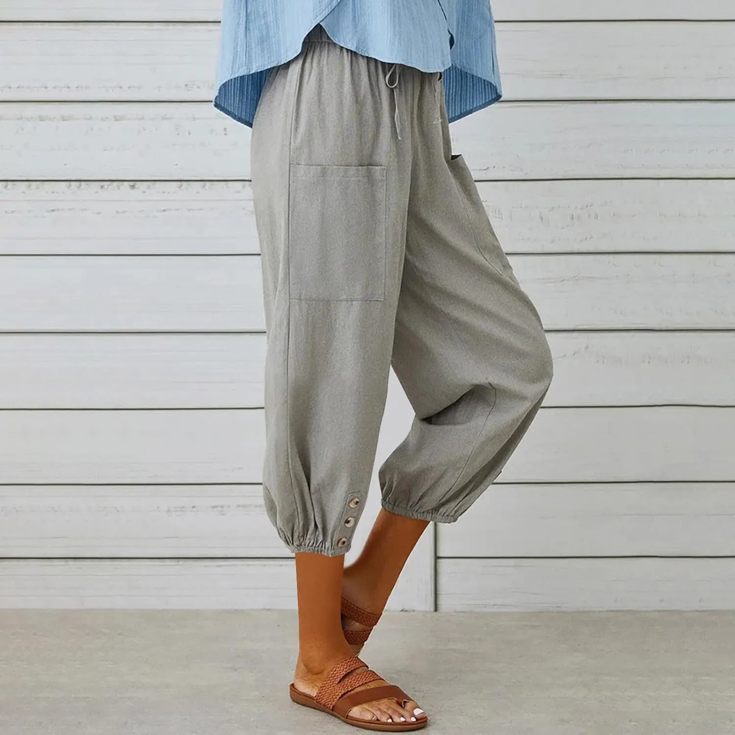 Linen Pants Women Capri Straight Leg Palazzo Pants Beach Trousers for Women Plus Size2 025 High Waisted Trousers